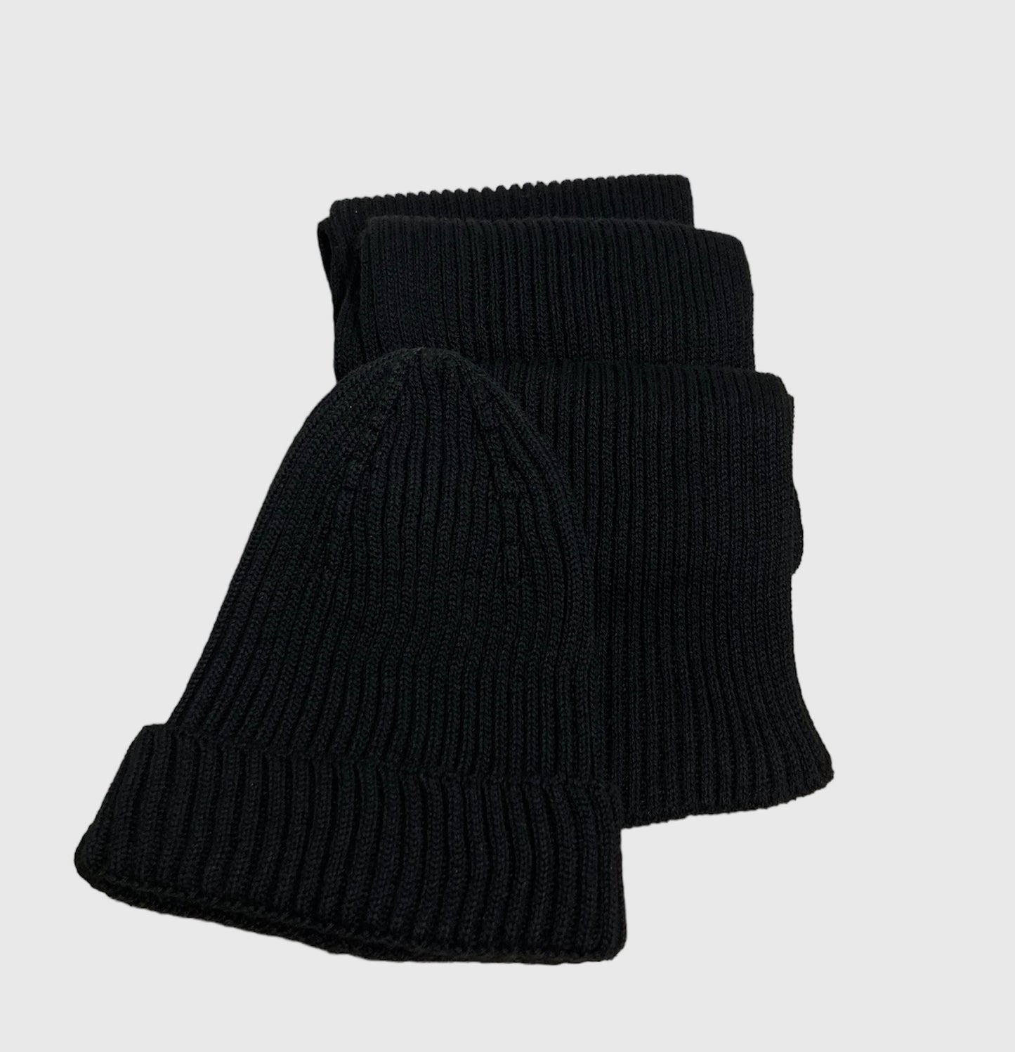 Sciarpa + Berretto in Lana - Nero