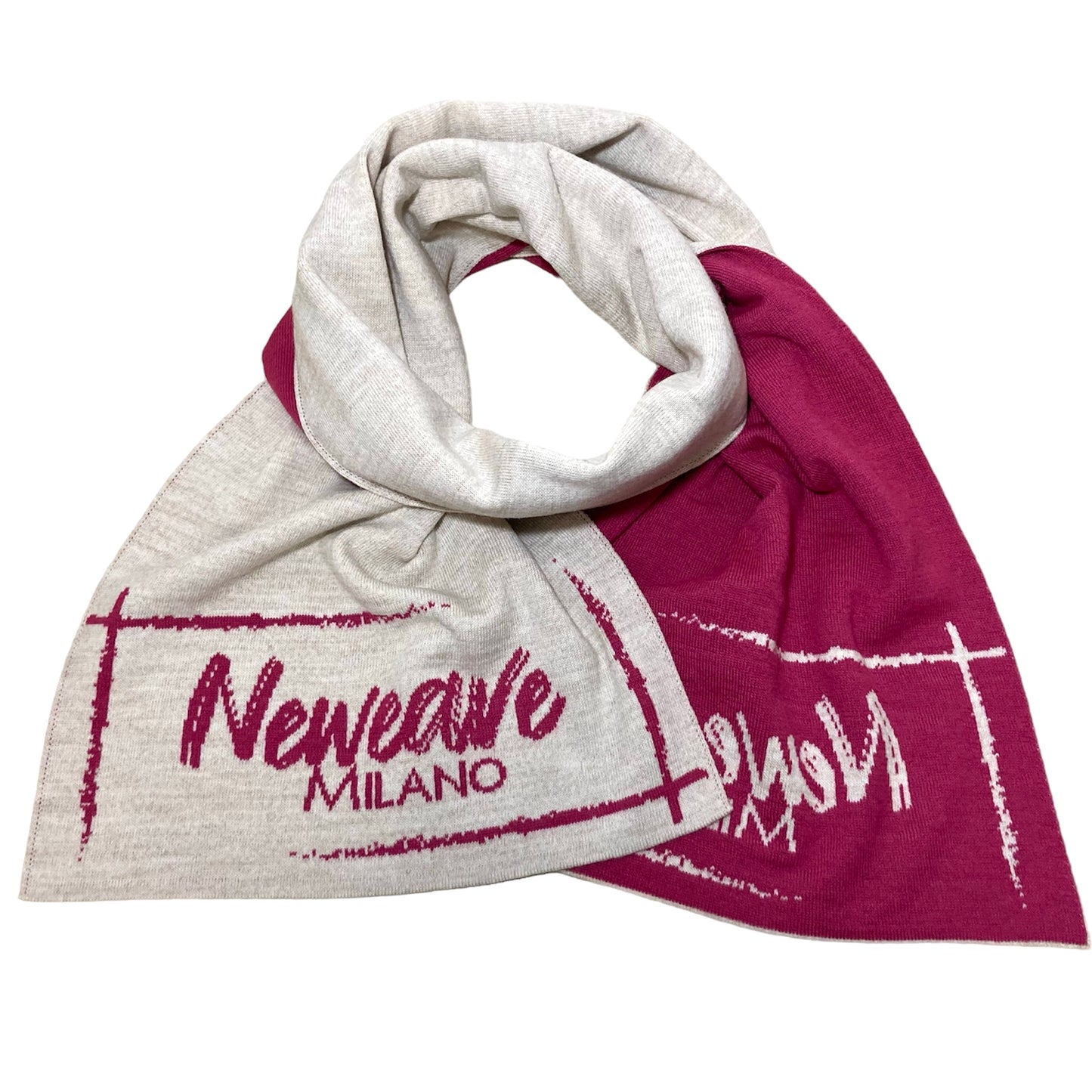 Sciarpa Neweave Milano in lana - Avorio/Fucsia
