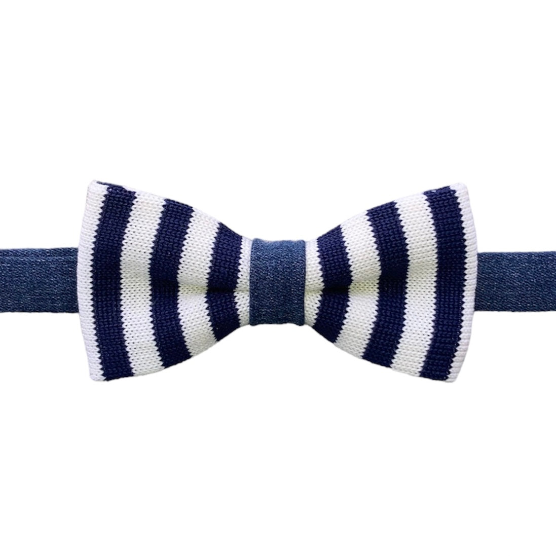 Papillon in maglia di cotone e jeans - Righe blu e bianche & Jeans