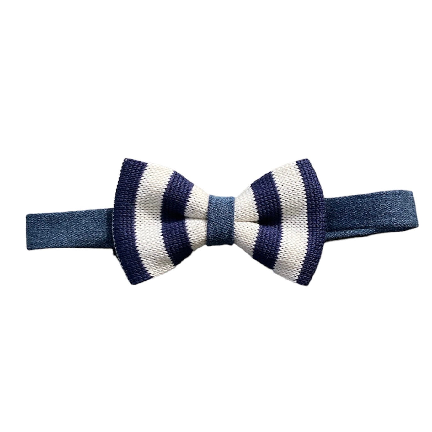 Papillon da bambino in maglia di cotone e jeans - Righe blu e bianche & Jeans
