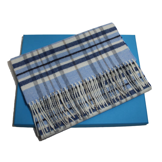 Sciarpa scozzese - 100% Lana Merino- Azzurro/Blu