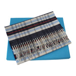 Carica l'immagine nel visualizzatore di Gallery, sciarpa scozzese lana merino blu azzurro rosso