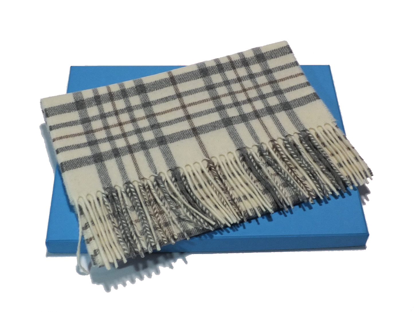 Echarpe Tartan -100% Laine Mérinos- Crème