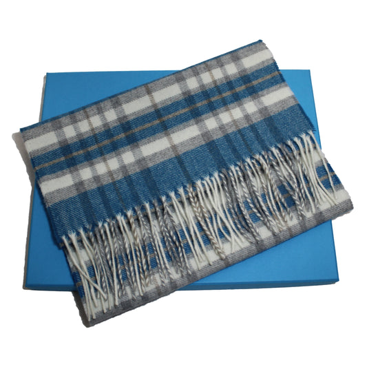 sciarpa scozzese in lana merino petrolio