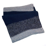 Carica l'immagine nel visualizzatore di Gallery, Scaldacollo a righe in grana di riso -Blu Melange