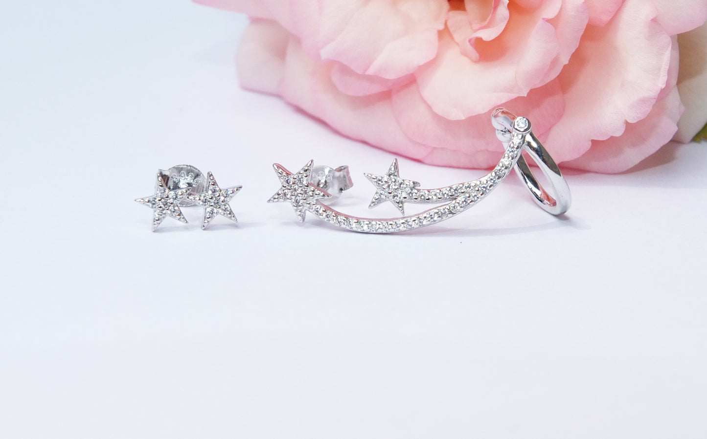 Orecchini con stella cometa e brillantini