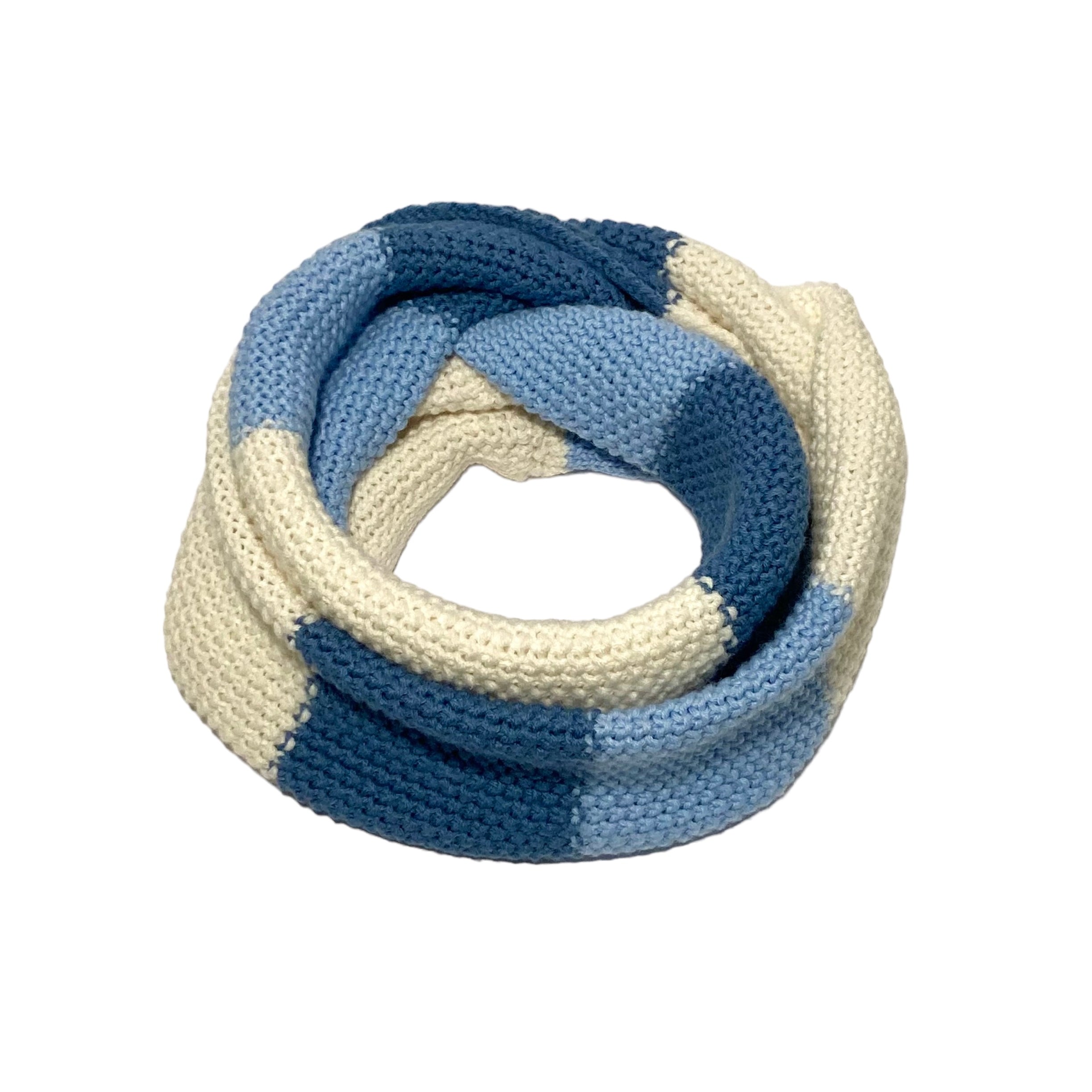 Scaldacollo a righe in grana di riso - Azzurro