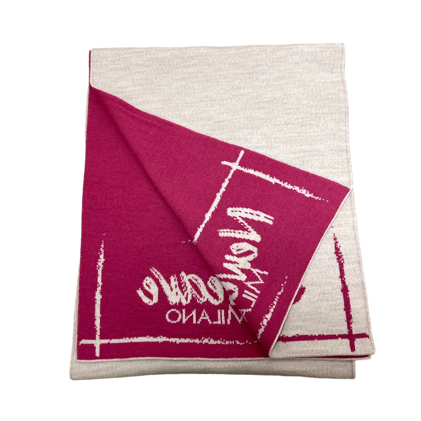 Sciarpa Neweave Milano in lana - Avorio/Fucsia