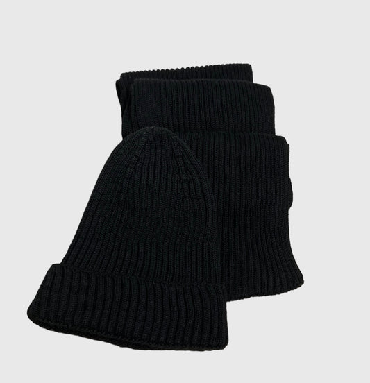 Sciarpa + Berretto in Lana - Nero
