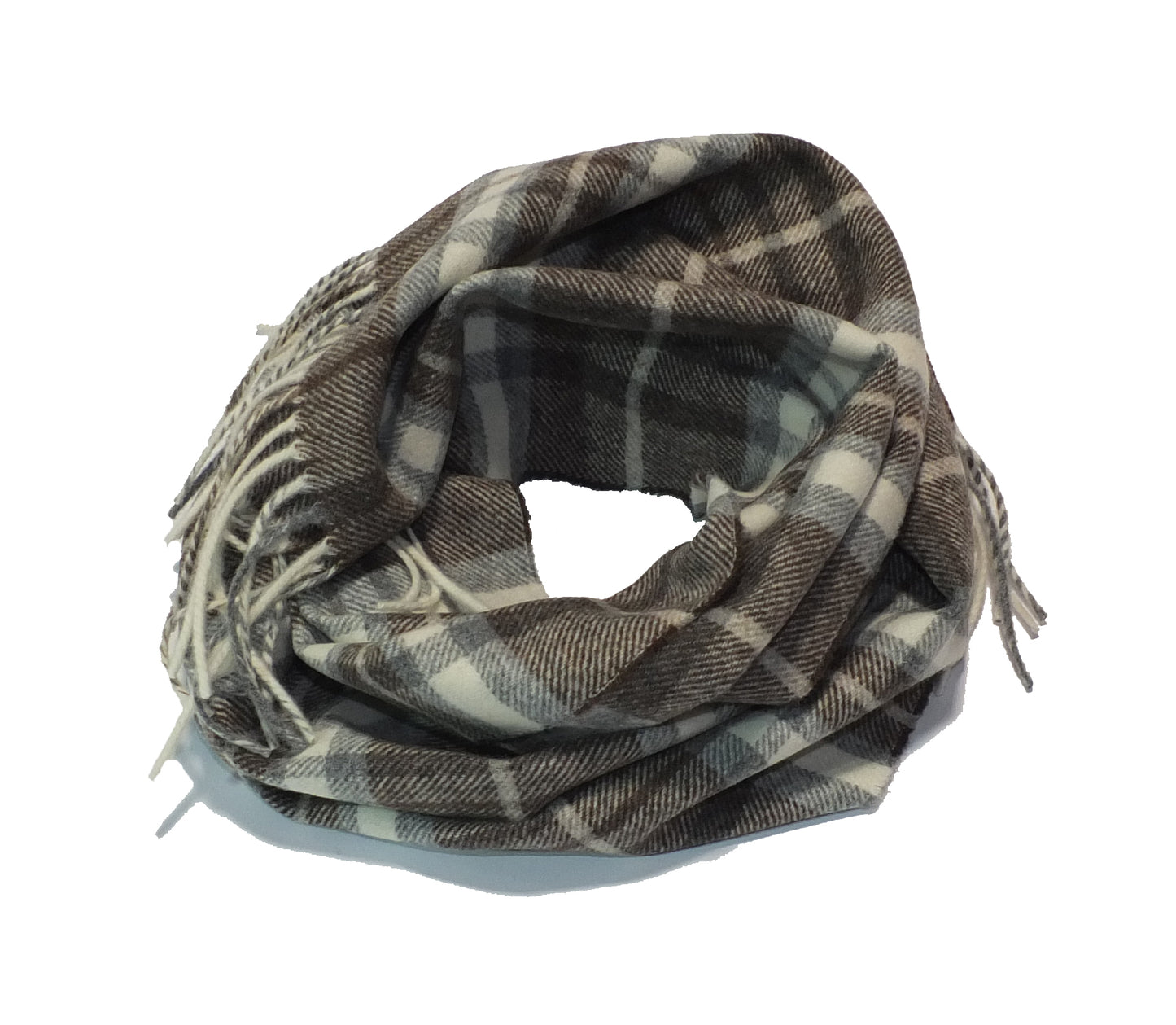 Echarpe Tartan -100% Laine Mérinos- Noix de Coco