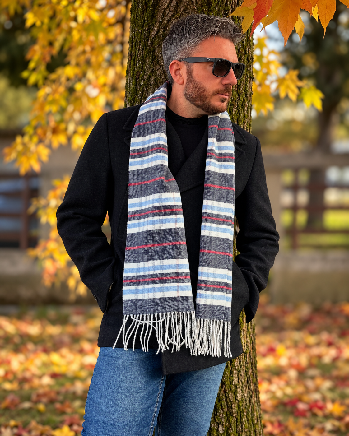 Sciarpa scozzese - 100% Lana Merino- Blu/Azzurro