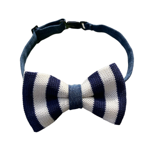 Papillon da bambino in maglia di cotone e jeans - Righe blu e bianche & Jeans