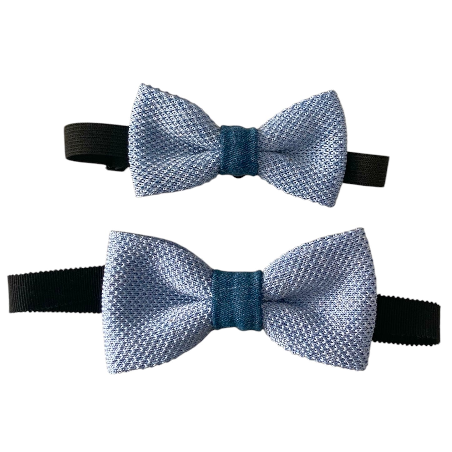 Papillon Adulto + Bambino in maglia di cotone e jeans - Azzurro & Jeans