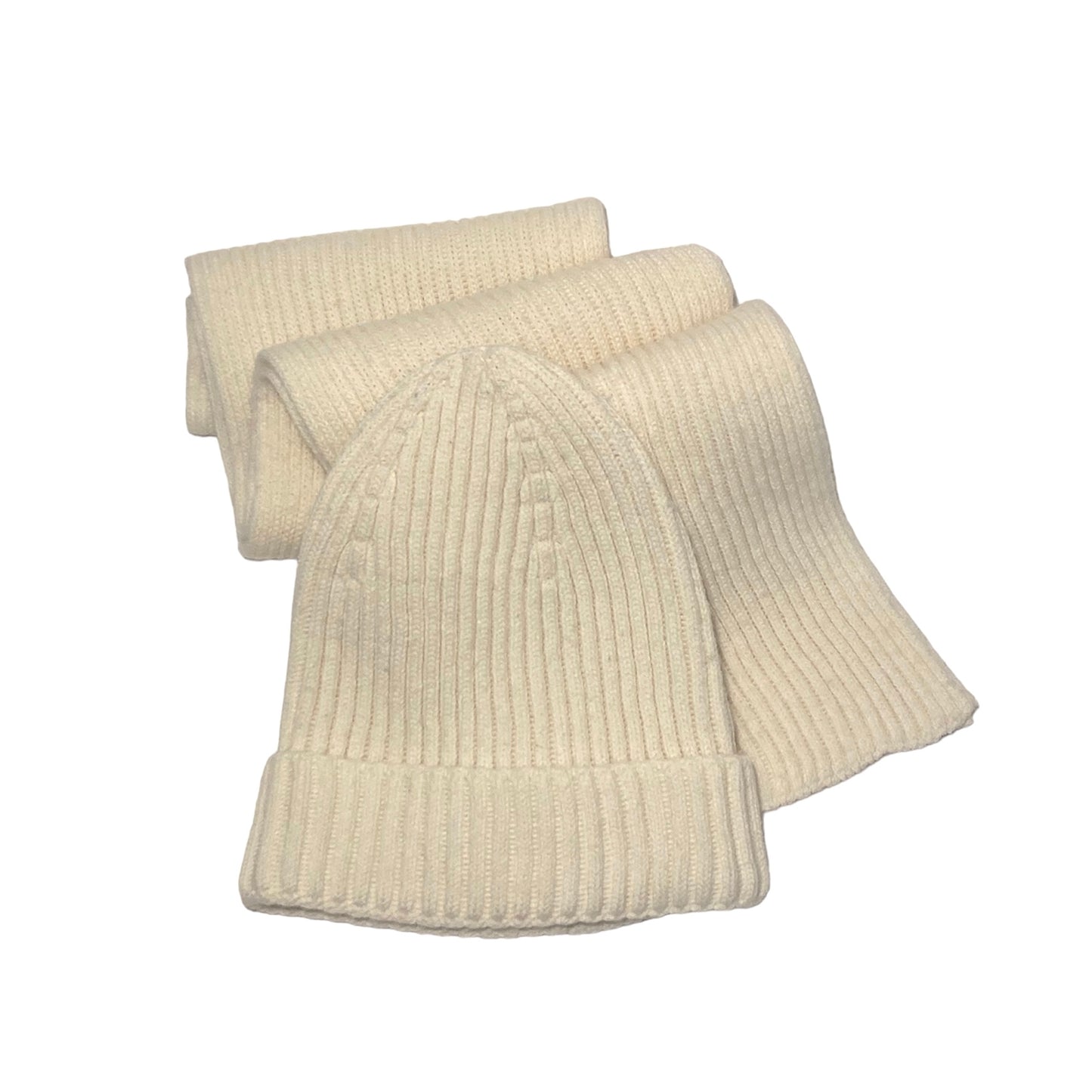 Sciarpa + Berretto in Lana - Bianco