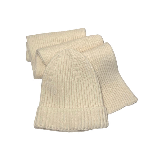 Sciarpa + Berretto in Lana - Bianco