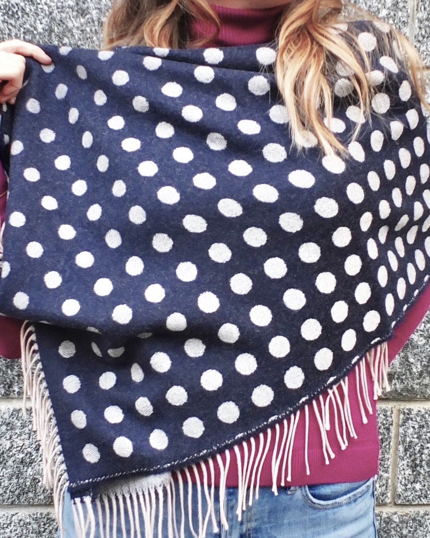 Echarpe/Etole - 100% Laine Mérinos - Pois