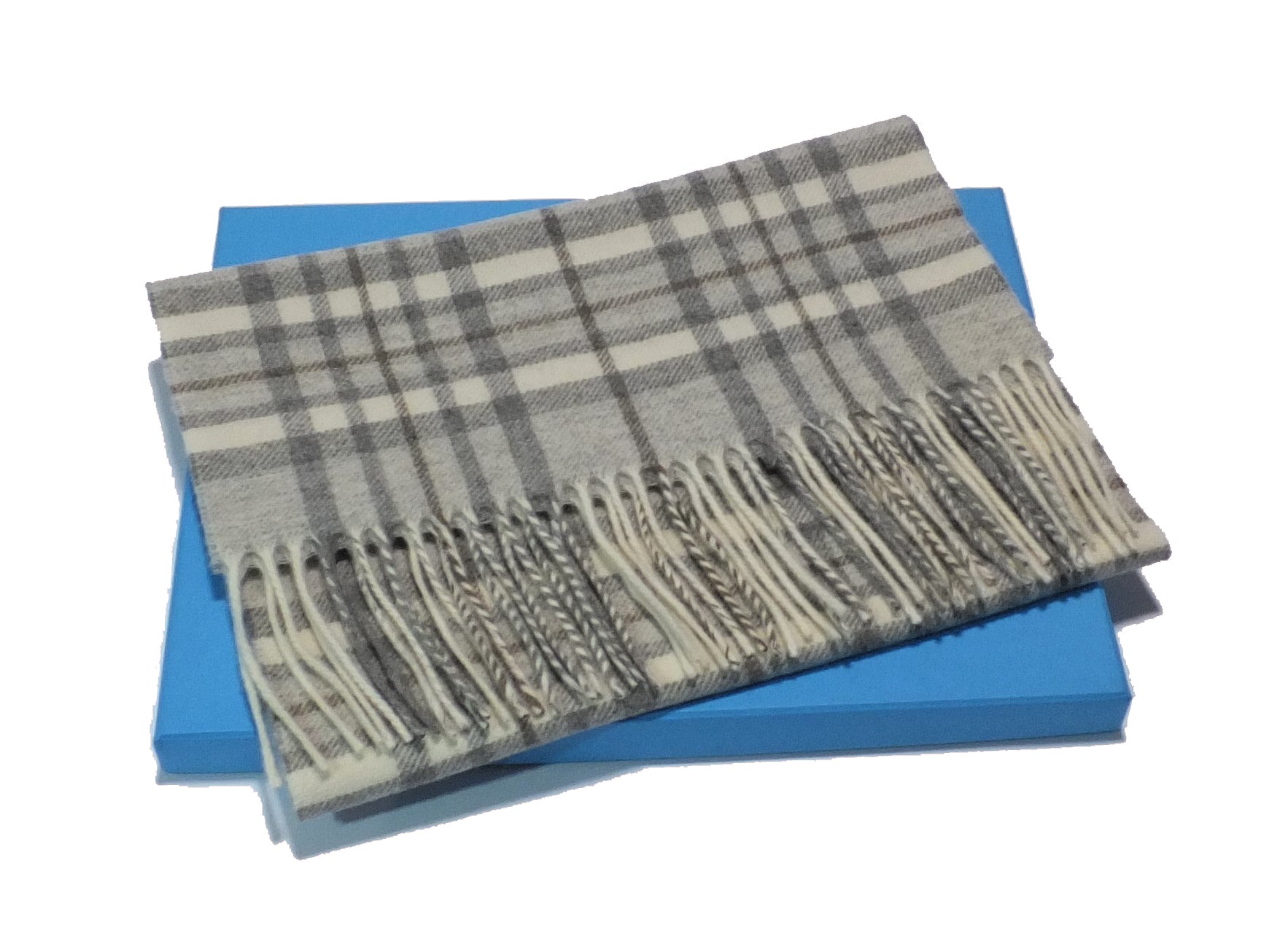 sciarpa scozzese in lana merino grigio chiaro