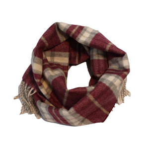 Echarpe tartan - 100% laine mérinos - Bordeaux