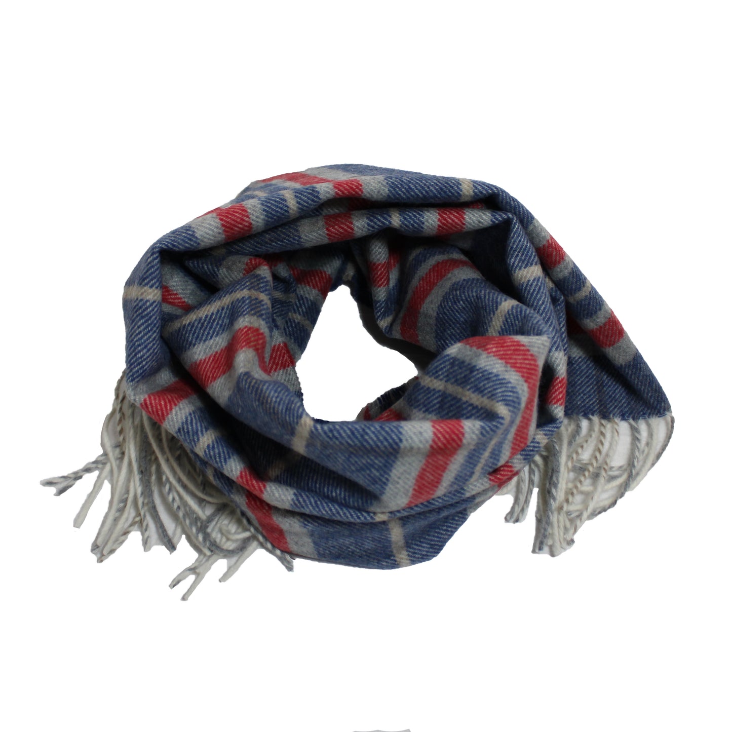 Écharpe Tartan - 100% Laine Mérinos - Bleu/Rouge