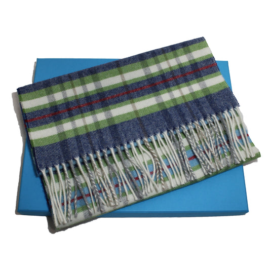 Sciarpa scozzese - 100% Lana Merino- Blu/Verde