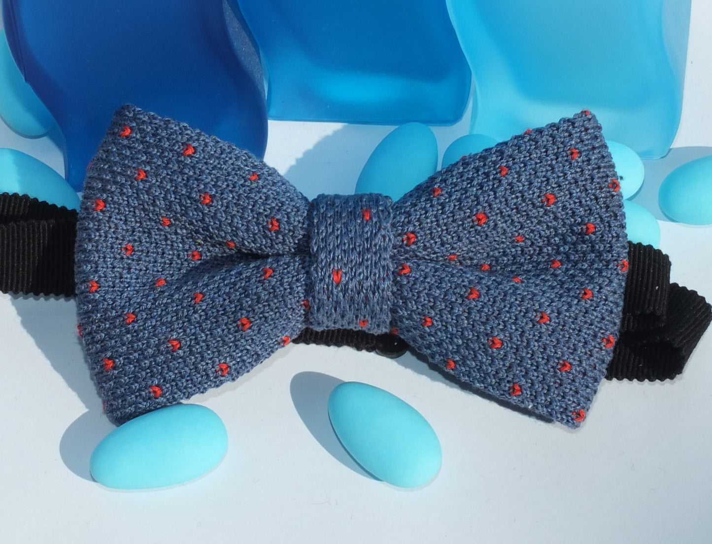 Noeud papillon en maille à pois - 100% Coton