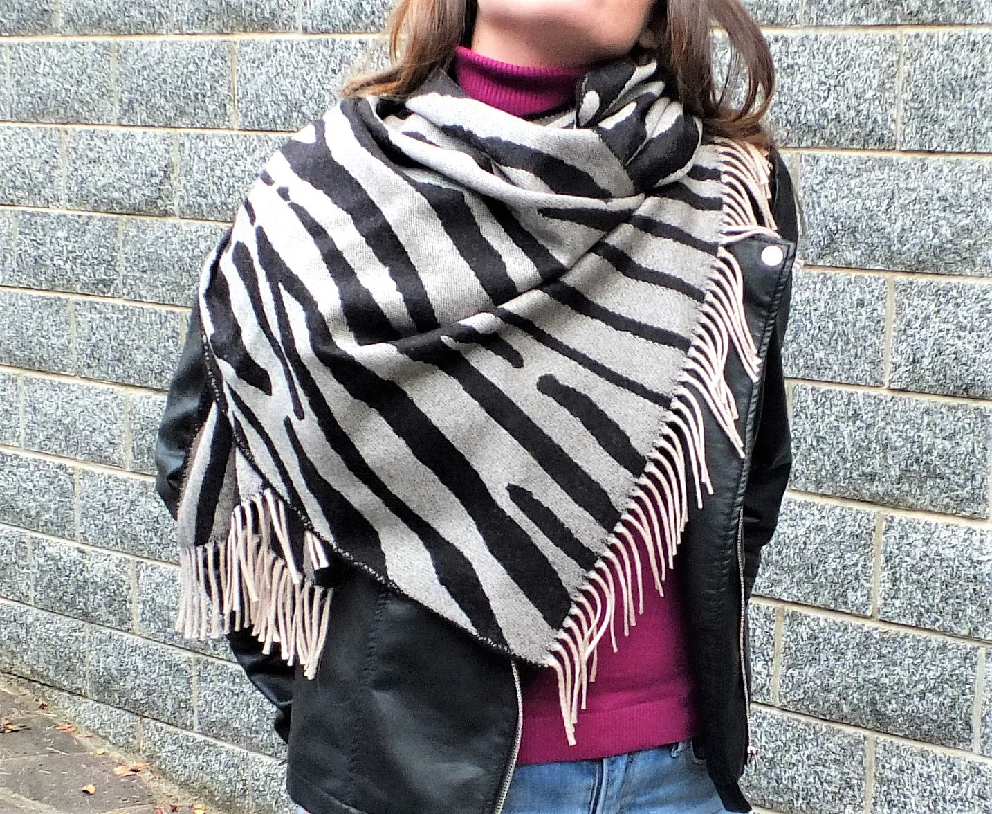 Écharpe/Etole - 100% Laine Mérinos - Zèbre