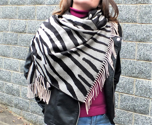 Écharpe/Etole - 100% Laine Mérinos - Zèbre