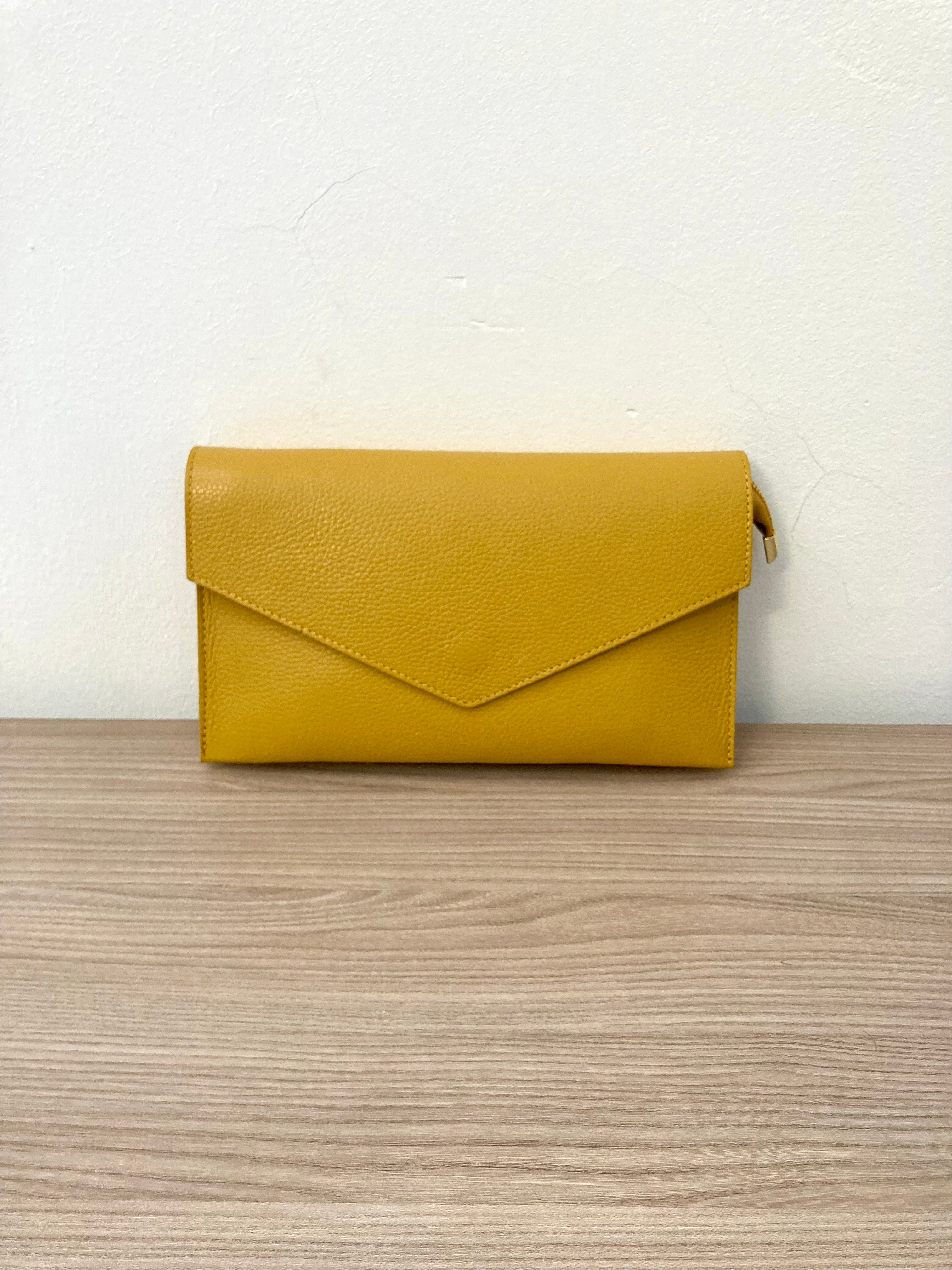 pochette tracolla vera pelle gialla