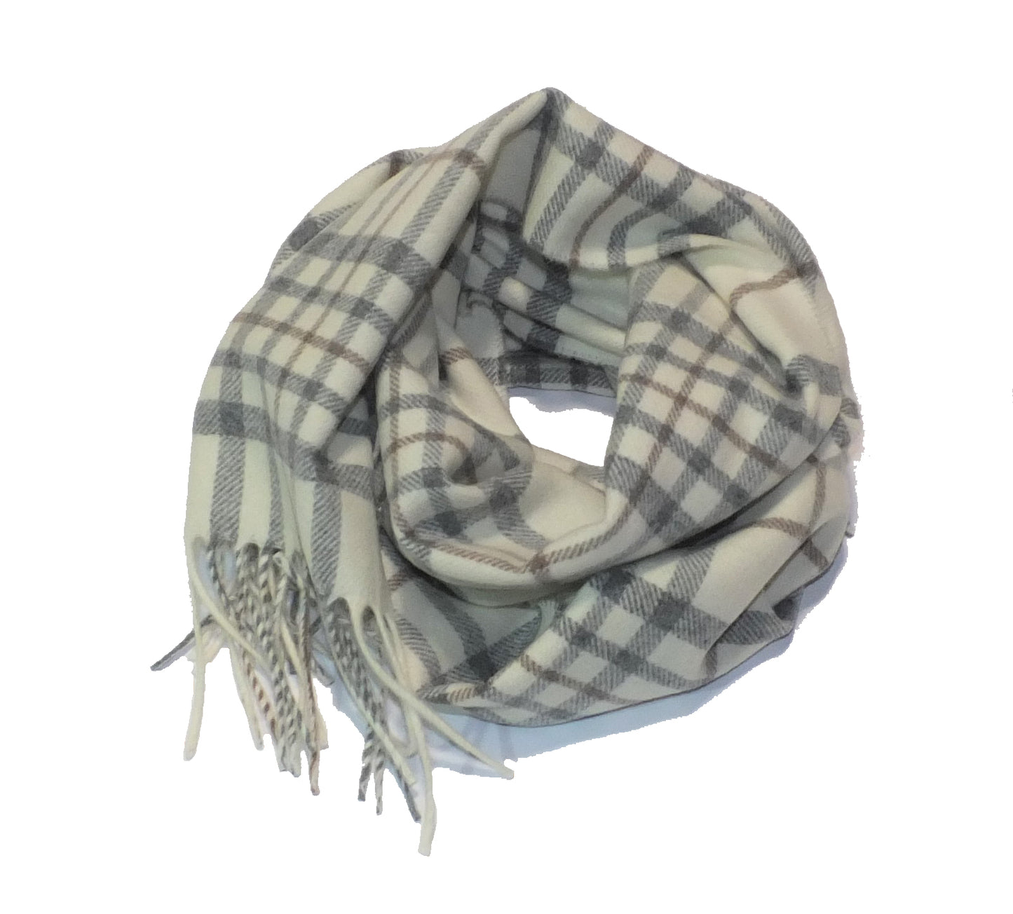 Echarpe Tartan -100% Laine Mérinos- Crème