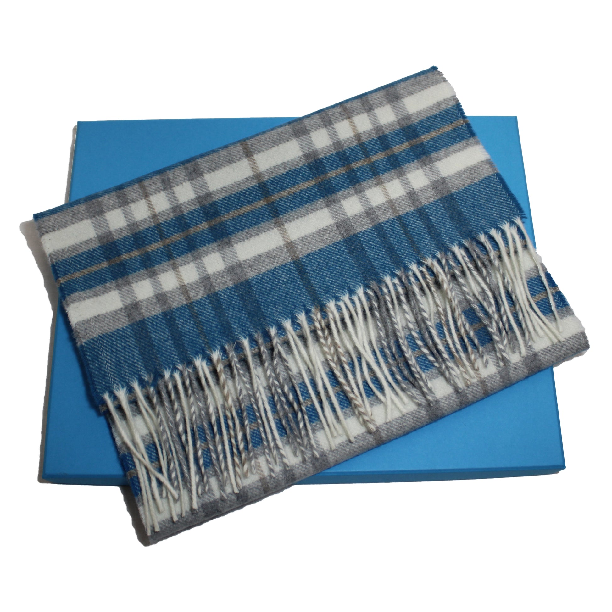 sciarpa scozzese in lana merino petrolio
