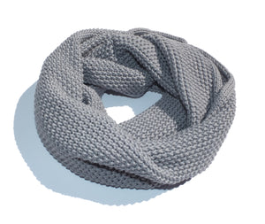 Écharpe tube en laine - grain de riz - Gris clair