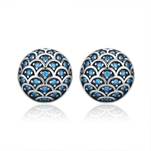 Orecchini in Argento 925 con brillantini azzurri
