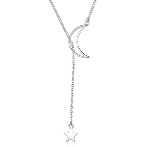 Collana in Argento 925 con luna e stella