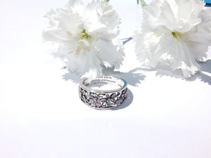Anello in Argento 925 con fiori e incisione "I love you to infinity and beyond"