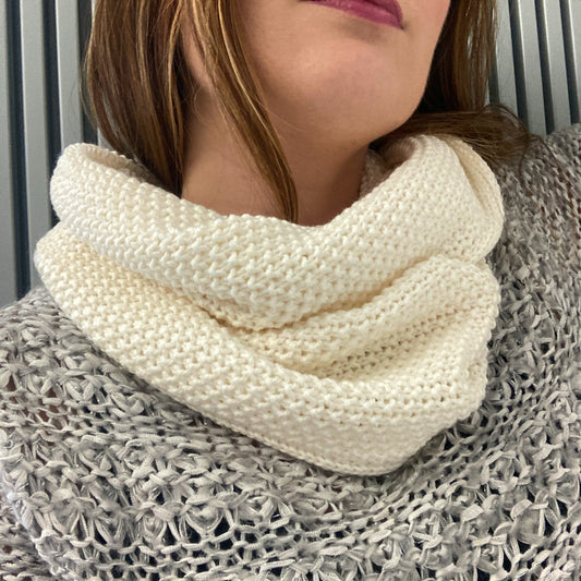 Scaldacollo in lana -grana di riso- Panna