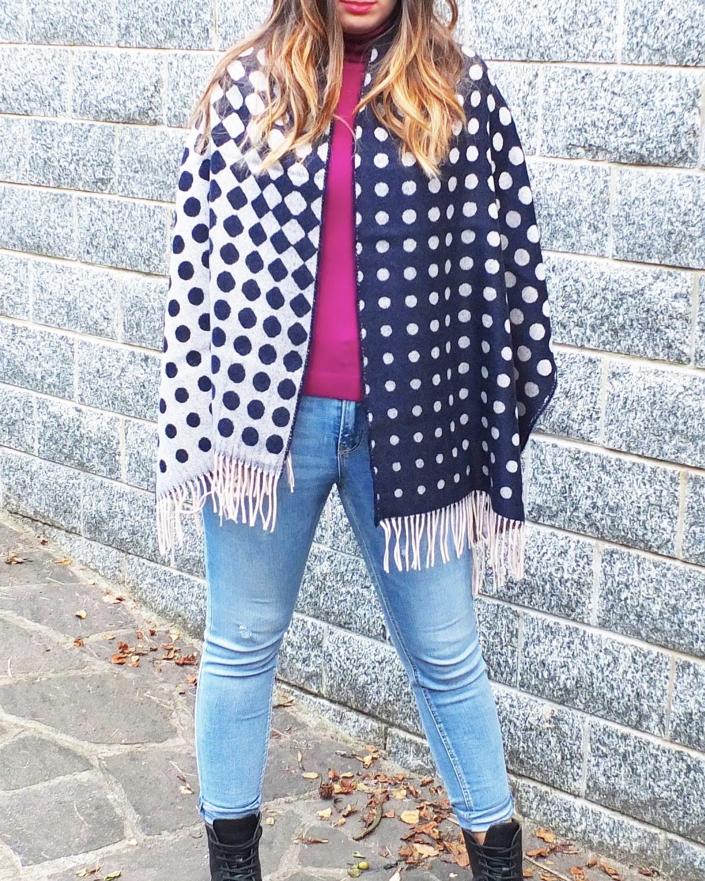 Echarpe/Etole - 100% Laine Mérinos - Pois