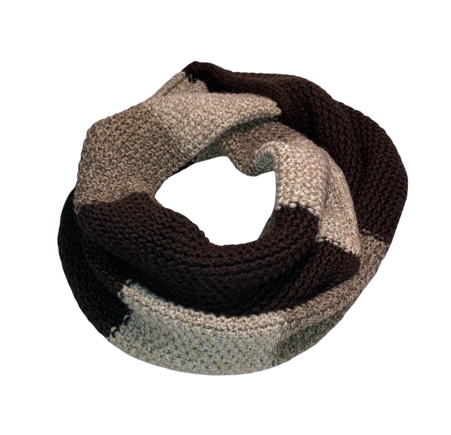 Écharpe tube rayé en grain de riz - Marron Chiné