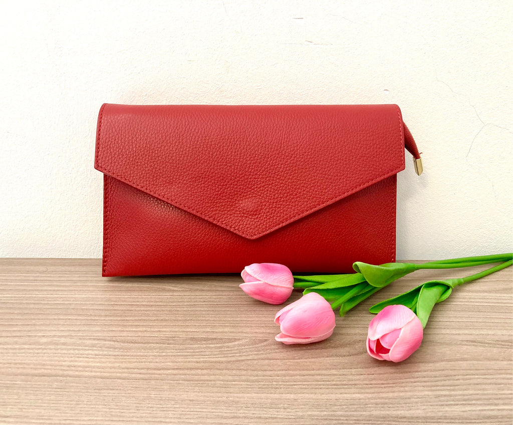 pochette tracolla vera pelle rossa