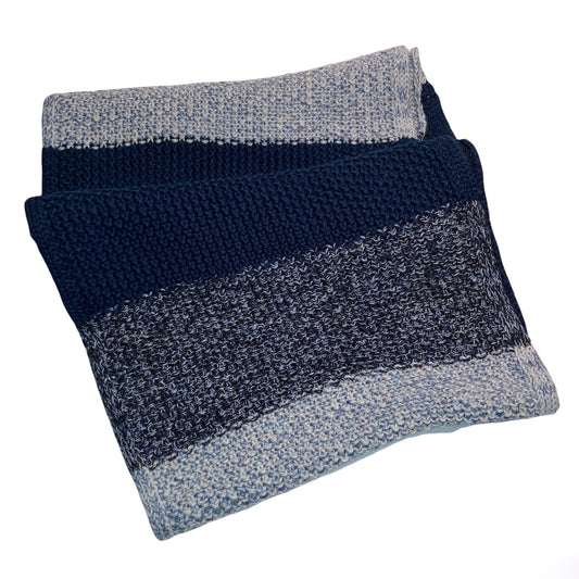 Scaldacollo a righe in grana di riso -Blu Melange