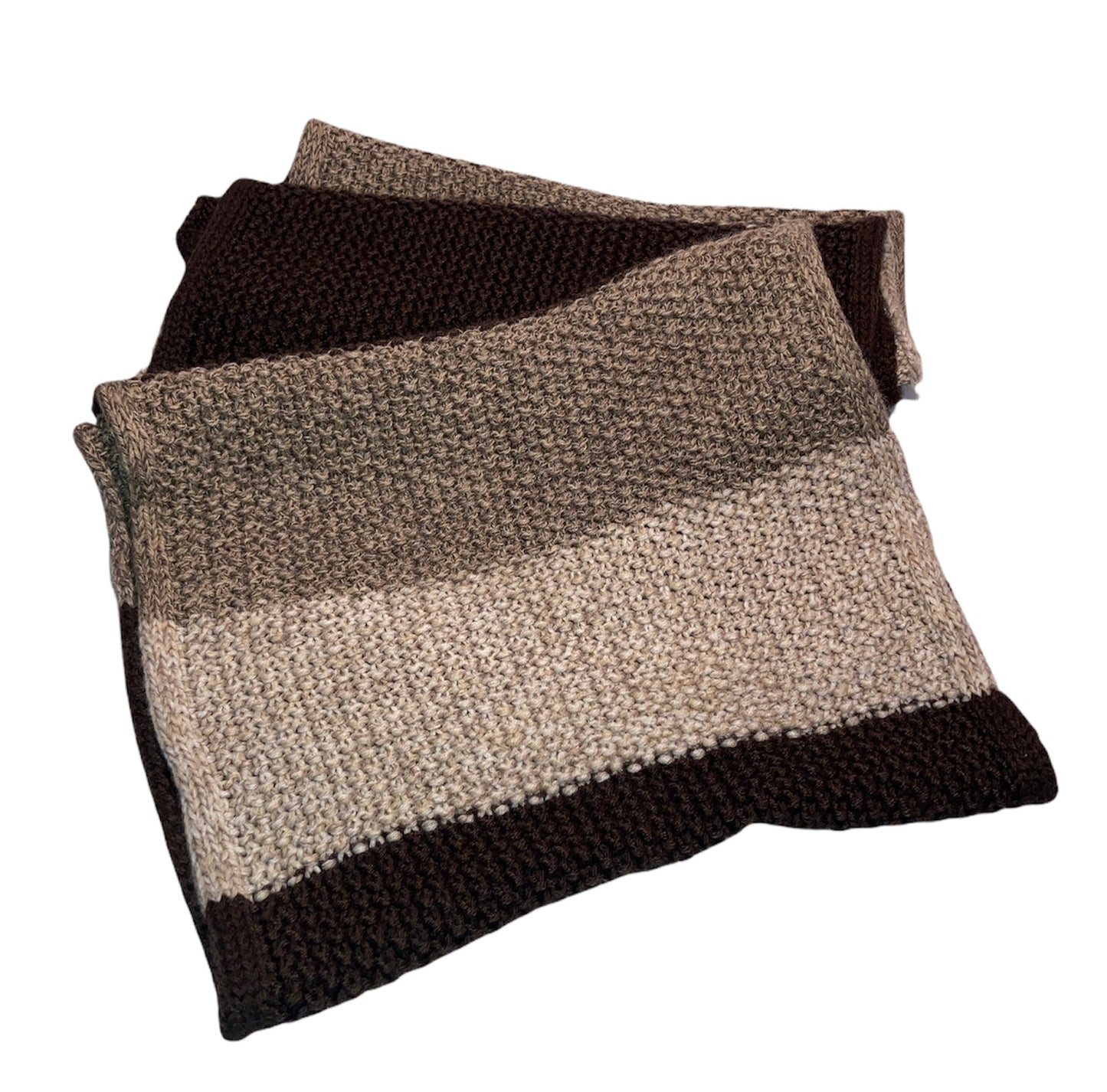 Écharpe tube rayé en grain de riz - Marron Chiné